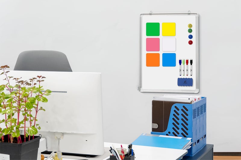 Navy Penguin Whiteboard Set - 24 x 18 in Dry Erase Board with 1 Magnetic Eraser, 4 Dry Wipe Markers, 4 Magnets and 6 Magnetic Labels - Wall Hanging Reminder Kanban White Board for Home and Office (24x18 inch) - Image 5